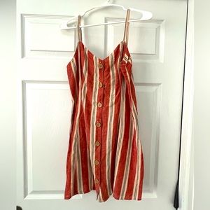 Women’s Orange & White Stripe Urban Outfitters Cross Back Dress, size Medium